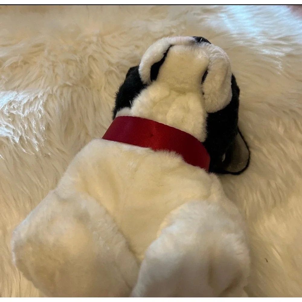 FAO Schwarz French Bulldog Plush Stuffed Animal Black White Red Collar 2018